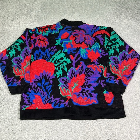 Vintage All Over Print Floral Knit Crewneck Sweater - Picture 3 of 3